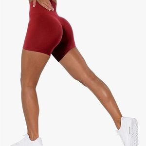 Amazon Women's Burgundy Butt-Lifting Gym Shorts